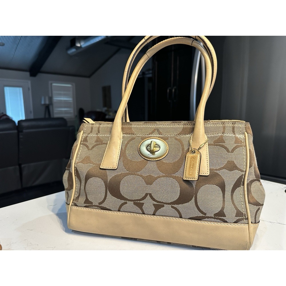 Coach Tan and Brown Shoulder Bag